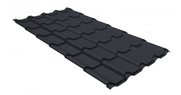 Металлочерепица камея GL 0,5 GreenCoat Pural RR 23 темно-серый (RAL 7024 мокрый асфальт) купить в Дзержинске