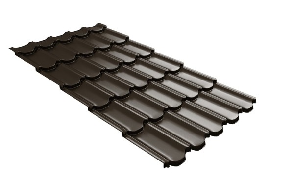 Металлочерепица квинта плюс с 3D резом 0,5 GreenСoat Pural Matt RR 32 темно-коричневый (RAL 8019 серо-коричневый) купить в Дзержинске