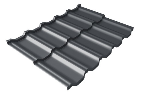 Металлочерепица модульная Квинта Uno Grand Line c 3D резом 0,45 Drap RAL 7024 мокрый асфальт купить в Дзержинске